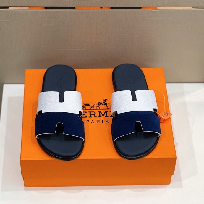 Hermes Izmir Sandal Dark Blue And White For Men