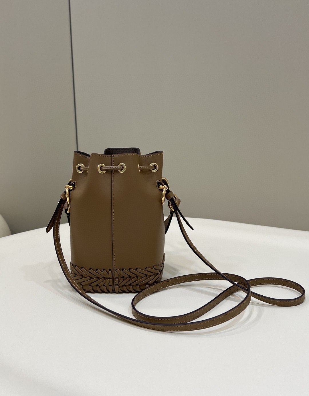 Fendi Mon Tresor Brown Mini-bag with stitching For Woman 18cm/7in