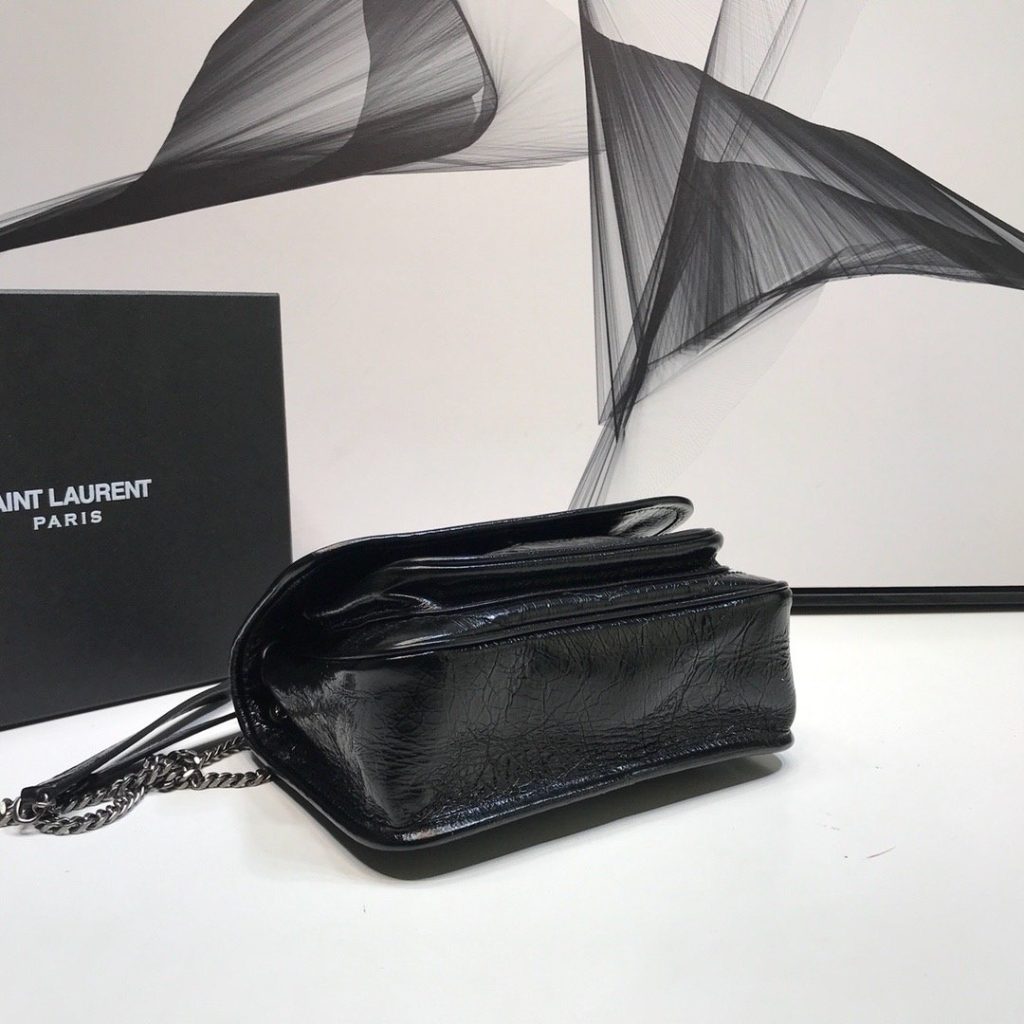 Saint Laurent Niki Baby Chain Bag In Crinkled Vintage Black For Women 8.2in/21cm YSL 6331600EN041000