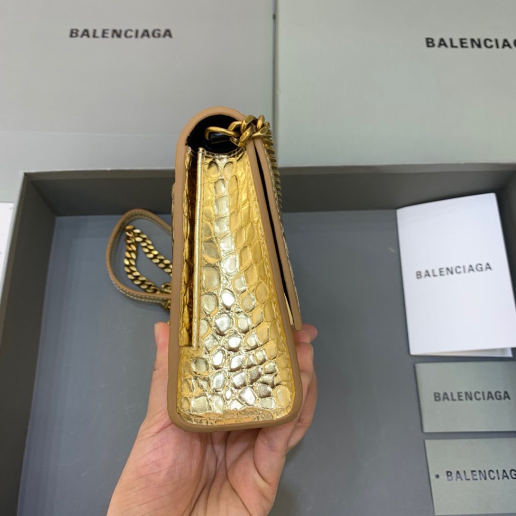 Balenciaga Hourglass Wallet On Chain in Gold, For Women, Women’s Bags 9in/23cm