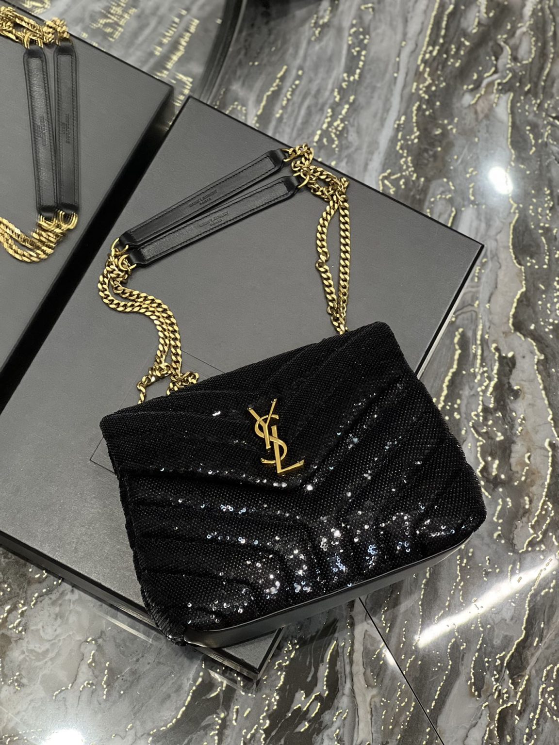 Saint Laurent Loulou Small Chain Bag Black For Women, Women’s Bags 9in/23cm YSL 494699FAAER1000