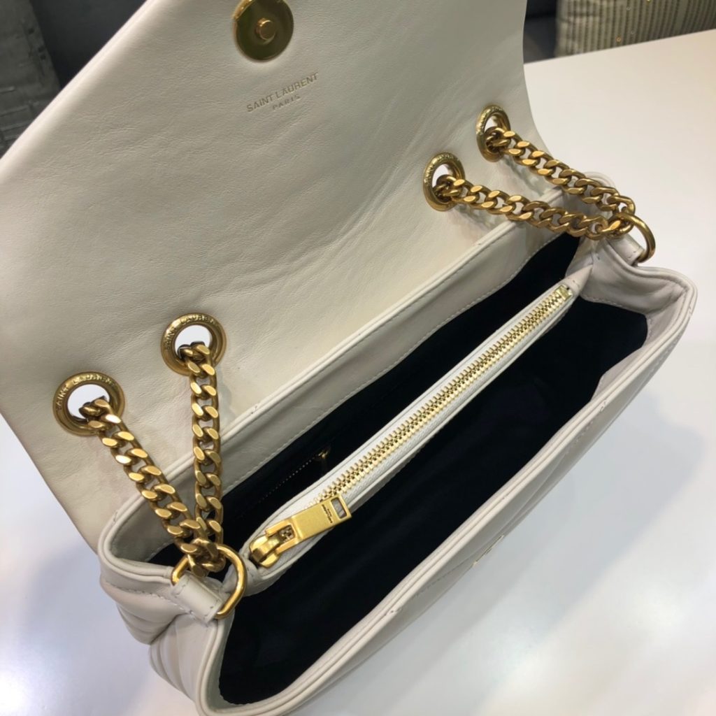 Saint Laurent Loulou Small Chain Bag In Matelassé “Y” White For Women 9.8in/23cm YSL 494699DV7279207