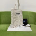 Prada Raffia Tote Bag White For Women, Women’s Bags 14.9in/38cm 1BG393_2A2T_F0009_V_OOO