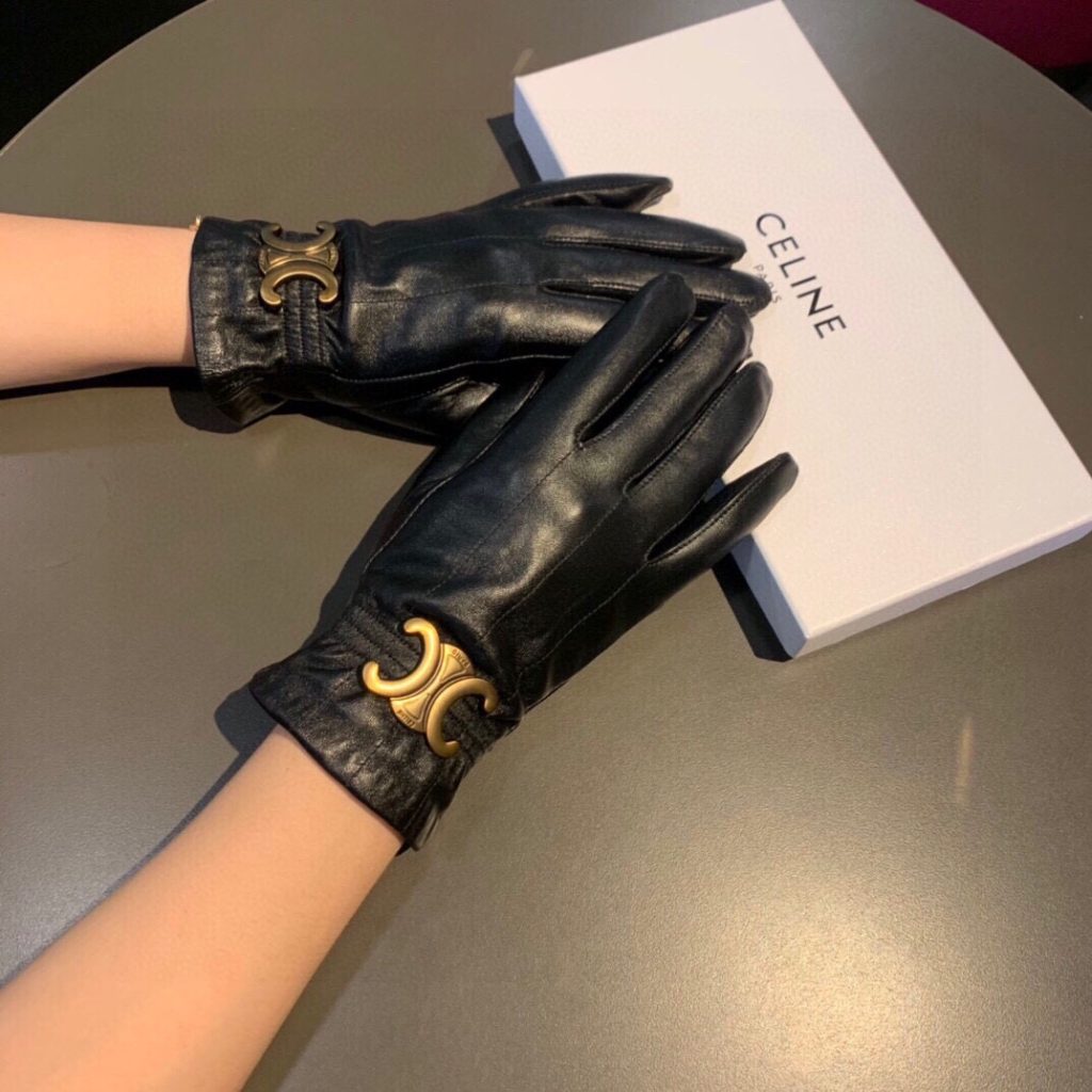 Celine Triomphe Gloves In Black