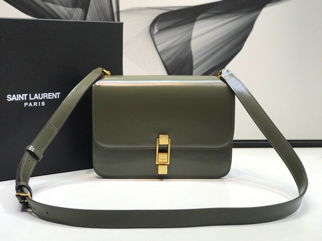 Saint Laurent Le Carre Satchel In Box Dark Green For Women 9in/23cm YSL