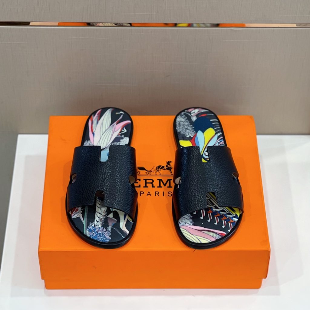 Hermes Izmir Sandal Black And Multicolor For Men