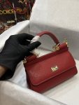 Dolce & Gabbana Small Sicily Bag In Dauphine Red For Women 7.5in/19cm DG