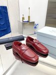 Prada Patent Loafers Burgundy For Women PRD