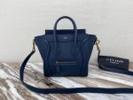 Celine Nano Luggage Bag In Drummed Dark Blue For Women 8in/20cm