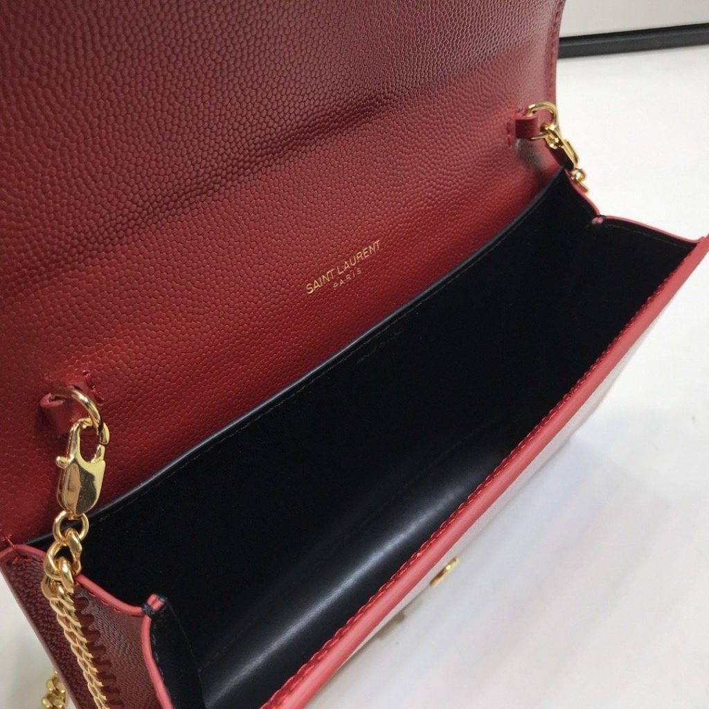 Saint Laurent Uptown Chain Wallet Red For Women 7.4in/19cm YSL