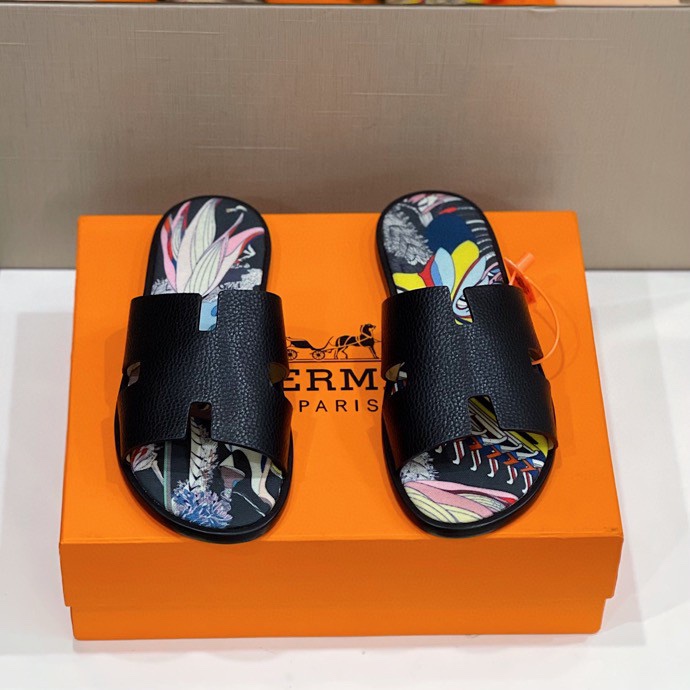 Hermes Izmir Sandal Black And Multicolor For Men