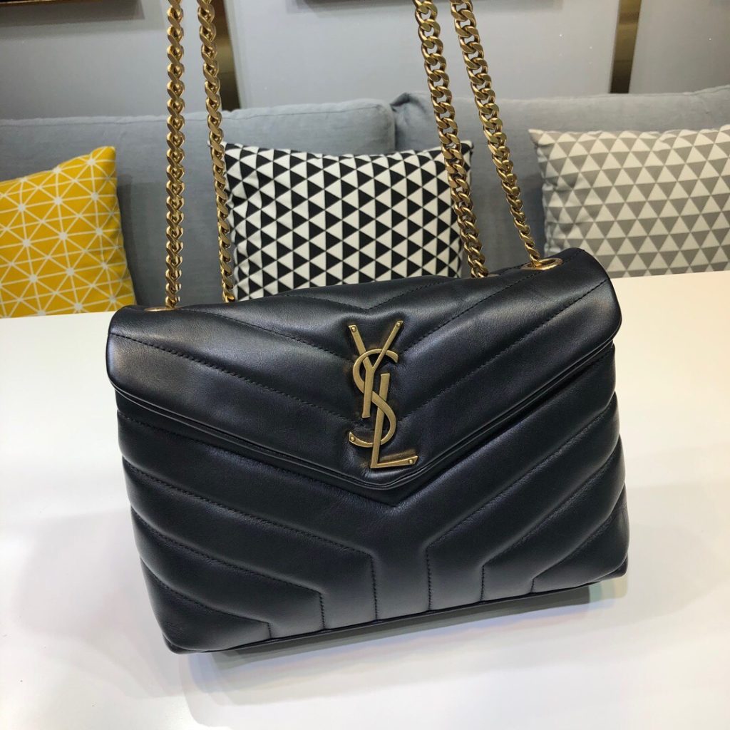 Saint Laurent Loulou Small Chain Bag In Matelassé “Y” Black For Women 9.8in/23cm YSL 494699DV7271000