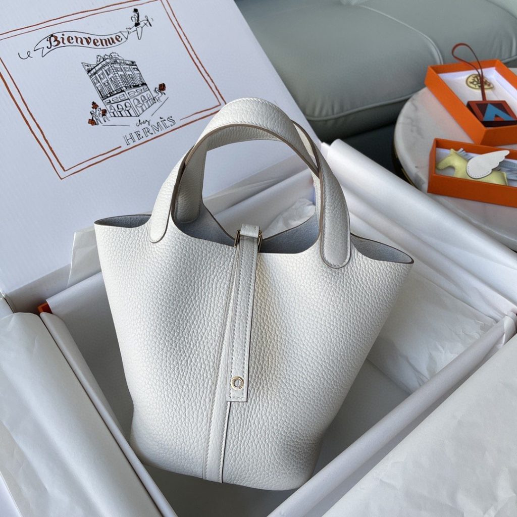 Hermes Picotin Lock 18 Bag White For Women, Women’s Handbags 7.1in/18cm