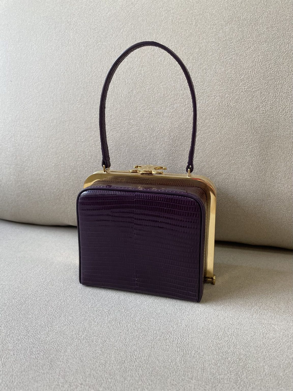 Celine Triomphe Minaudiere In Lizard Violet For Women 4in/10cm