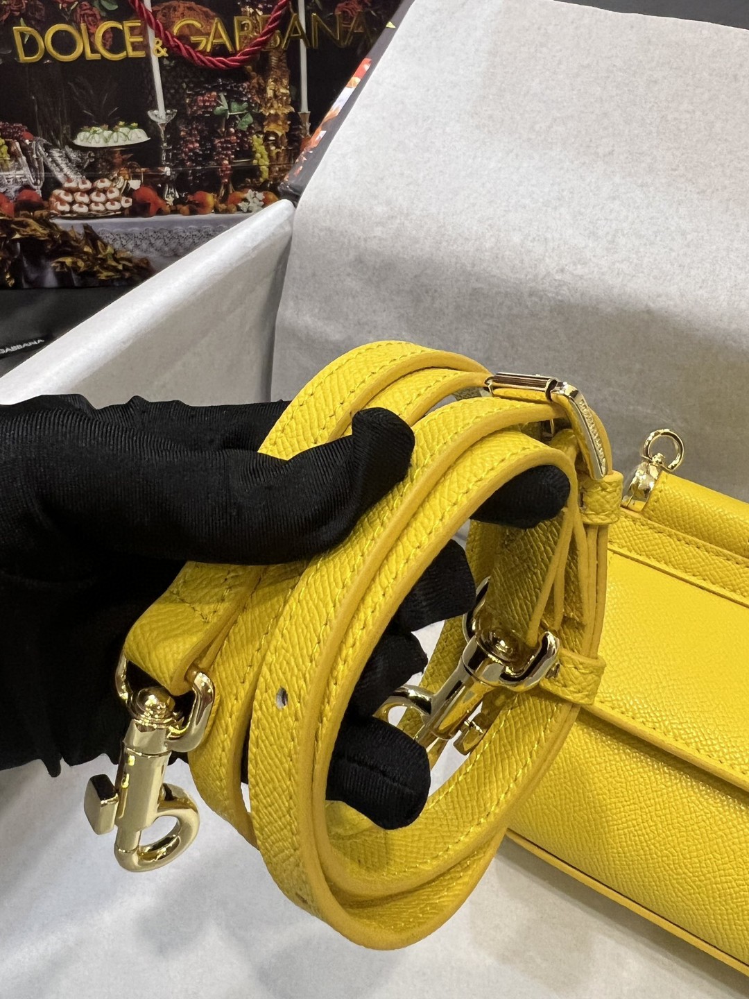 Dolce & Gabbana Small Sicily Bag In Dauphine Yellow For Women 7.5in/19cm DG