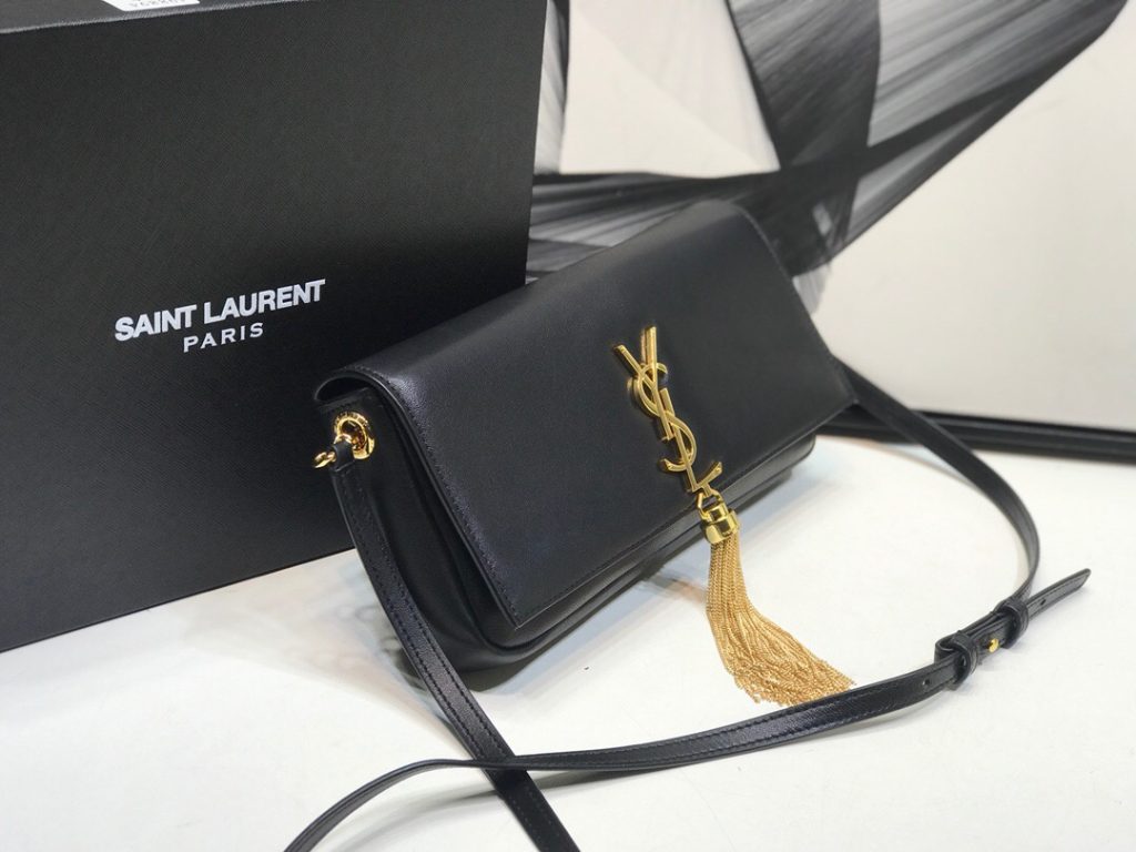 Saint Laurent Kate Tassel Small Shoulder Bag Black For Women 10.2in/26cm YSL P00483545