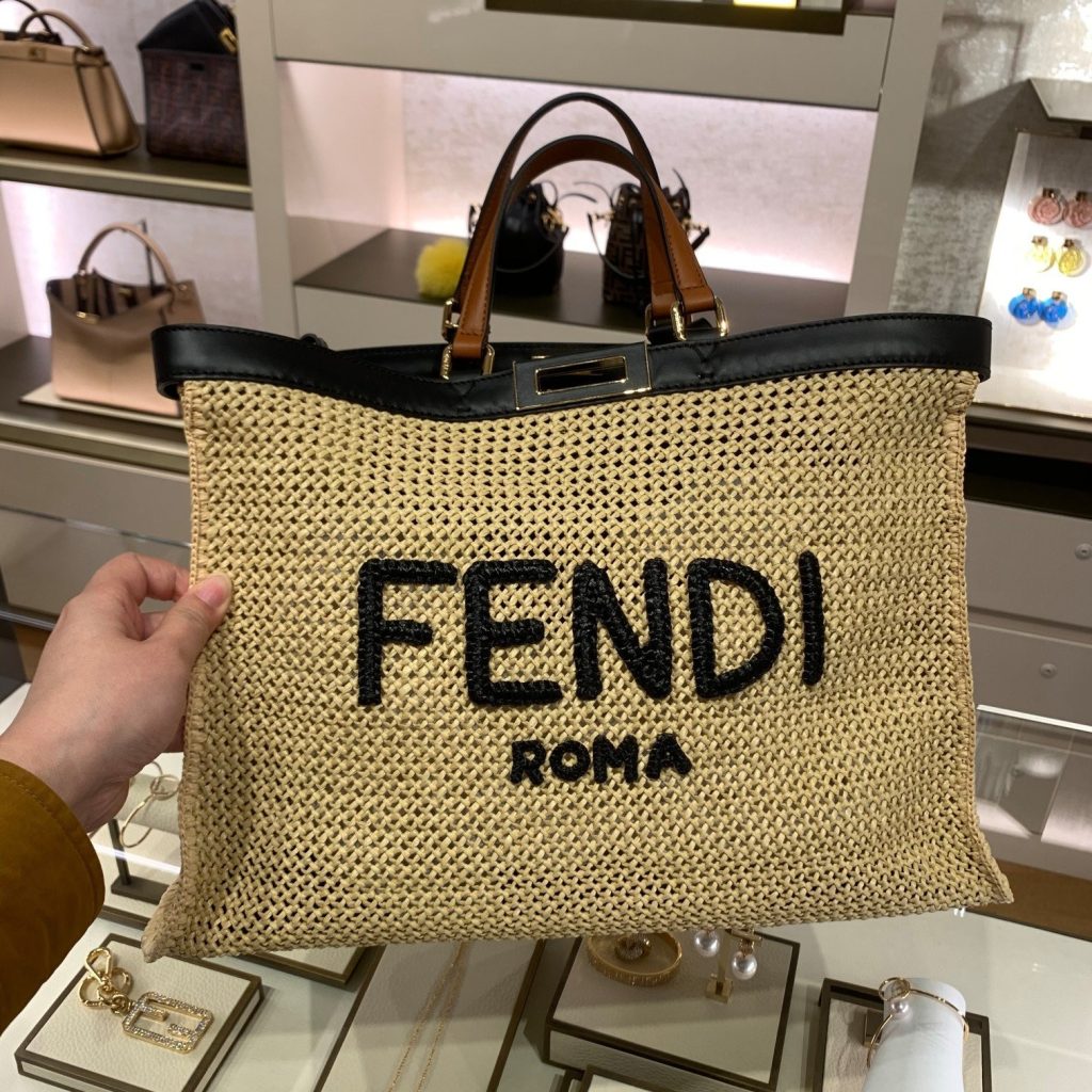 Fendi Peekaboo X-tote Medium Woven Straw Tote Bag For Women, Women’s Handbags 16.1in/41cm FF