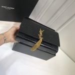 Saint Laurent Kate Medium Chain Bag With Tassel In Embossed Crocodile Black For Women 9.4in/24cm YSL 354119DND0J1000