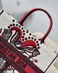 Christian Dior Medium Dior Book Tote Latte Multicolor Cupidon Embroidery, Red/White, For Women Women’s Handbags, 41cm CD M1296ZTQG_M941