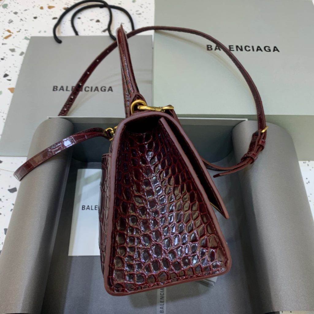 Balenciaga Hourglass Small Handbag In Dark Red, For Women, Women’s Bags 9in/23cm