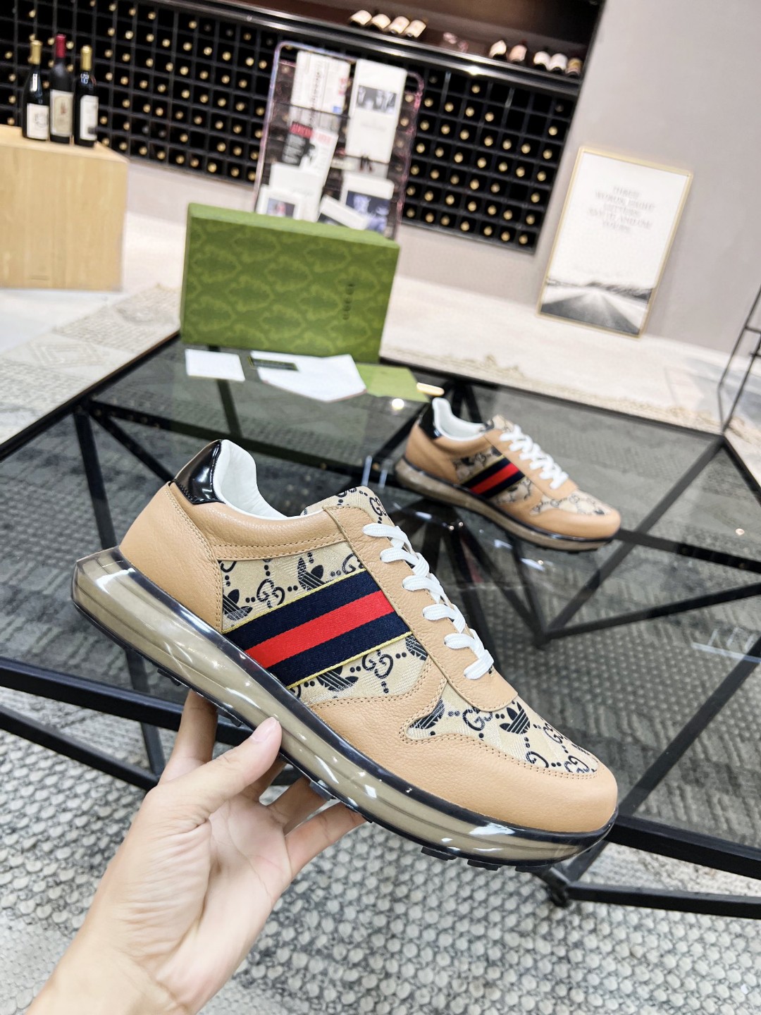 Gucci x Adidas Men’s GG Sneakers With Web Beige For Men