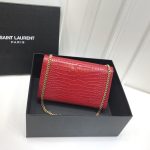 Saint Laurent Kate Medium Chain Bag With Tassel In Embossed Crocodile Red For Women 9.4in/24cm YSL