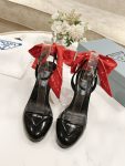 Prada Patent Sling-Back Pumps Black For Women 3.5/90mm PRD