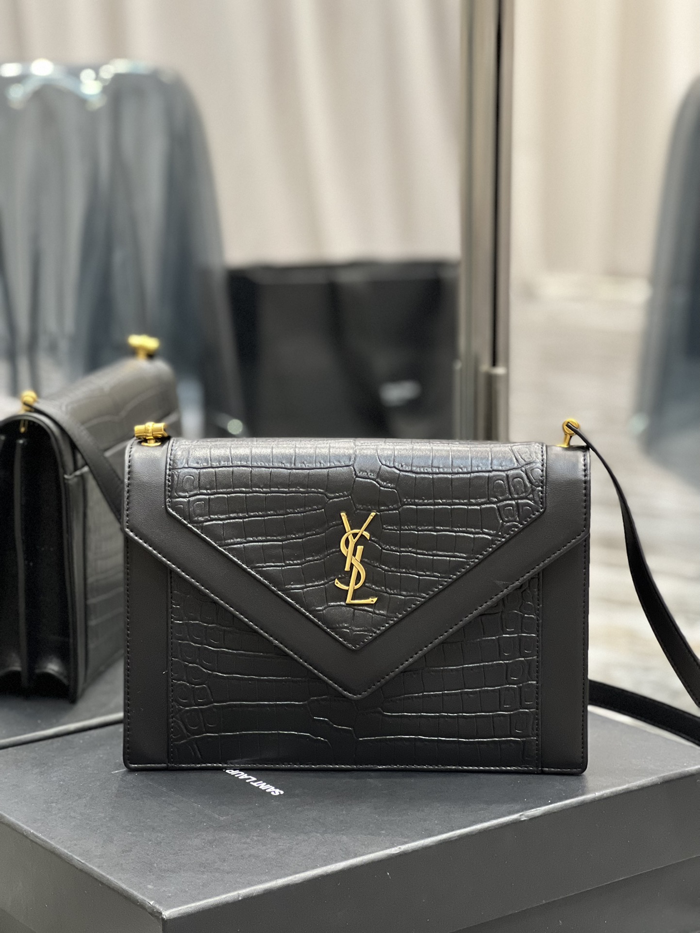 Saint Laurent Gaby Satchel Bag In Black With Gold Toned Hardware For Women 10.2in/26cm YSl 695724DZEUW1000