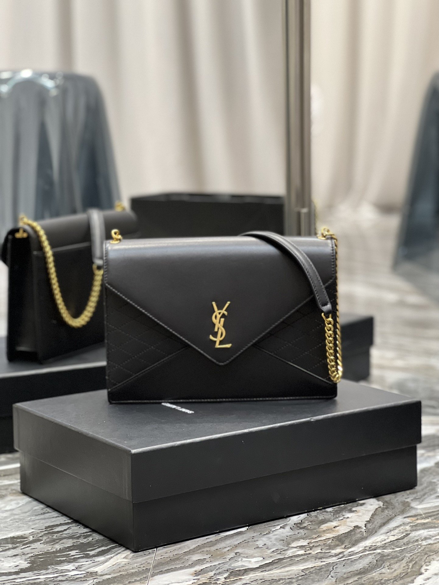 Saint Laurent Gaby Chain Bag Black With Gold Hardware For Women 10.4in/27cm YSL 6688641EL071000