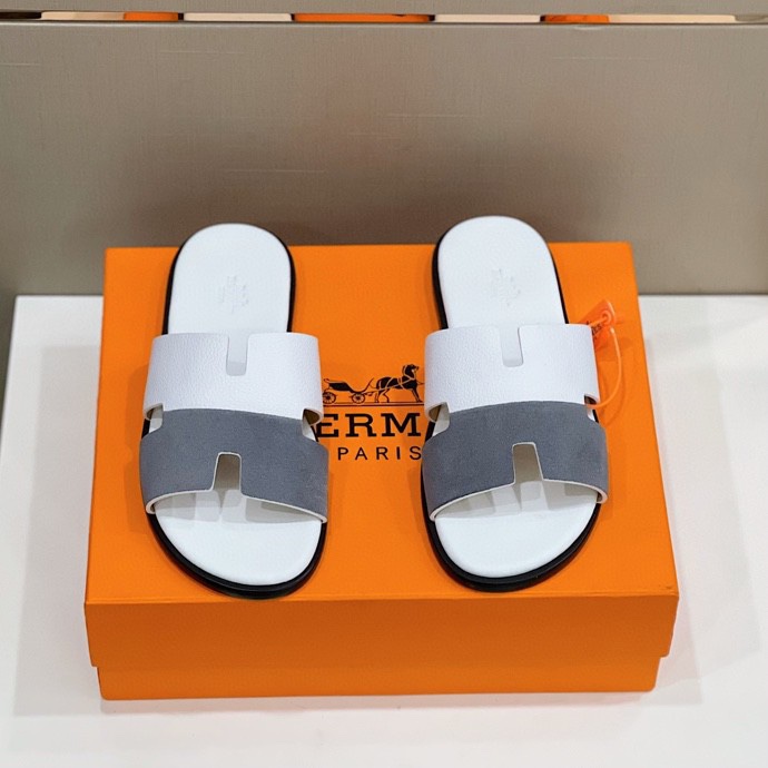 Hermes Izmir Sandal White And Grey For Men