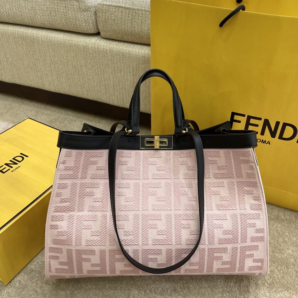 Fendi Peekaboo X-tote Bag Pink Canvas For Women, Women’s Handbags, Shoulder Bags 16.1in/41cm FF 8BH374