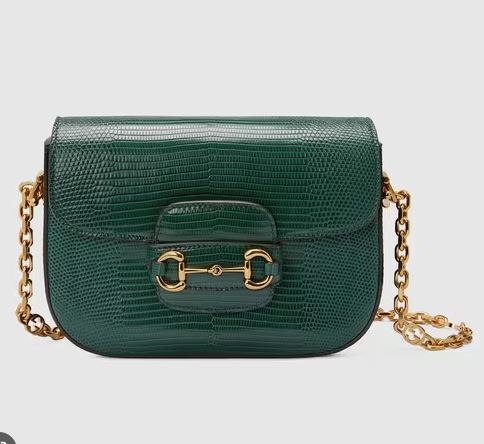 Gucci Horsebit 1955 Lizard Mini Bag Green For Women, Women’s Bags 8in/20cm GG‎ ‎675801 LUZ0G 3154