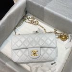 Chanel Flap Bag With CC Ball On Strap White For Women, Women’s Handbags, Shoulder And Crossbody Bags 7.8in/20cm AS1787