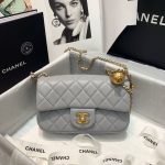 Chanel Flap Bag With CC Ball On Strap Grey For Women, Women’s Handbags, Shoulder And Crossbody Bags 7.8in/20cm AS1787