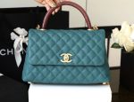 Chanel Large Flap Bag With Top Handle Teal For Women, Women’s Handbags, Shoulder And Crossbody Bags 11in/28cm A92991