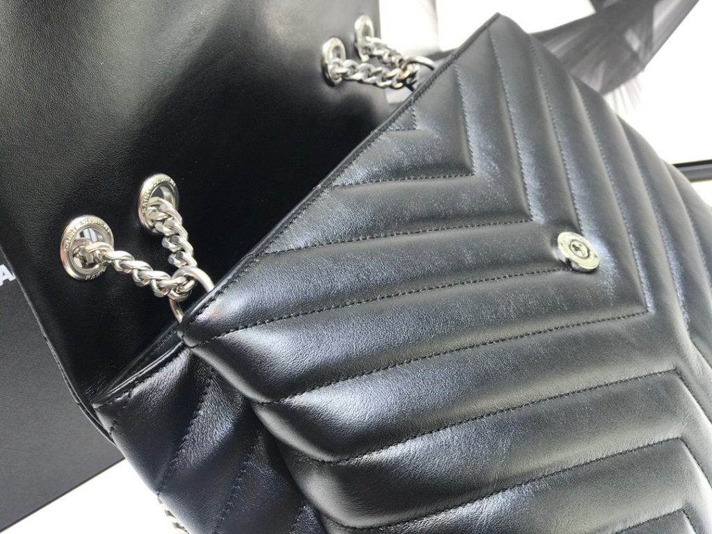 Saint Laurent Loulou Small Chain Bag In Matelassé “Y” Black For Women 9.8in/23cm YSL  494699DV7261000