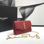 Saint Laurent Uptown Chain Wallet Red For Women 7.4in/19cm YSL