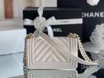 Chanel Mini Boy Flapbag White For Women 5.9in/15cm