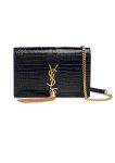 Saint Laurent Kate Medium Chain Bag With Tassel In Embossed Crocodile Black For Women 9.4in/24cm YSL 354119DND0J1000