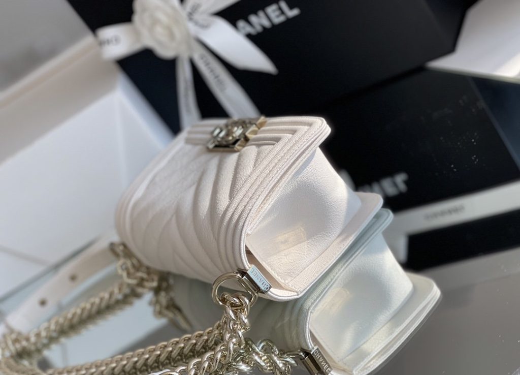 Chanel Mini Boy Flapbag White For Women 5.9in/15cm