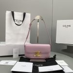 Celine Triomphe Shoulder Bag Pink For Women 8in/20cm