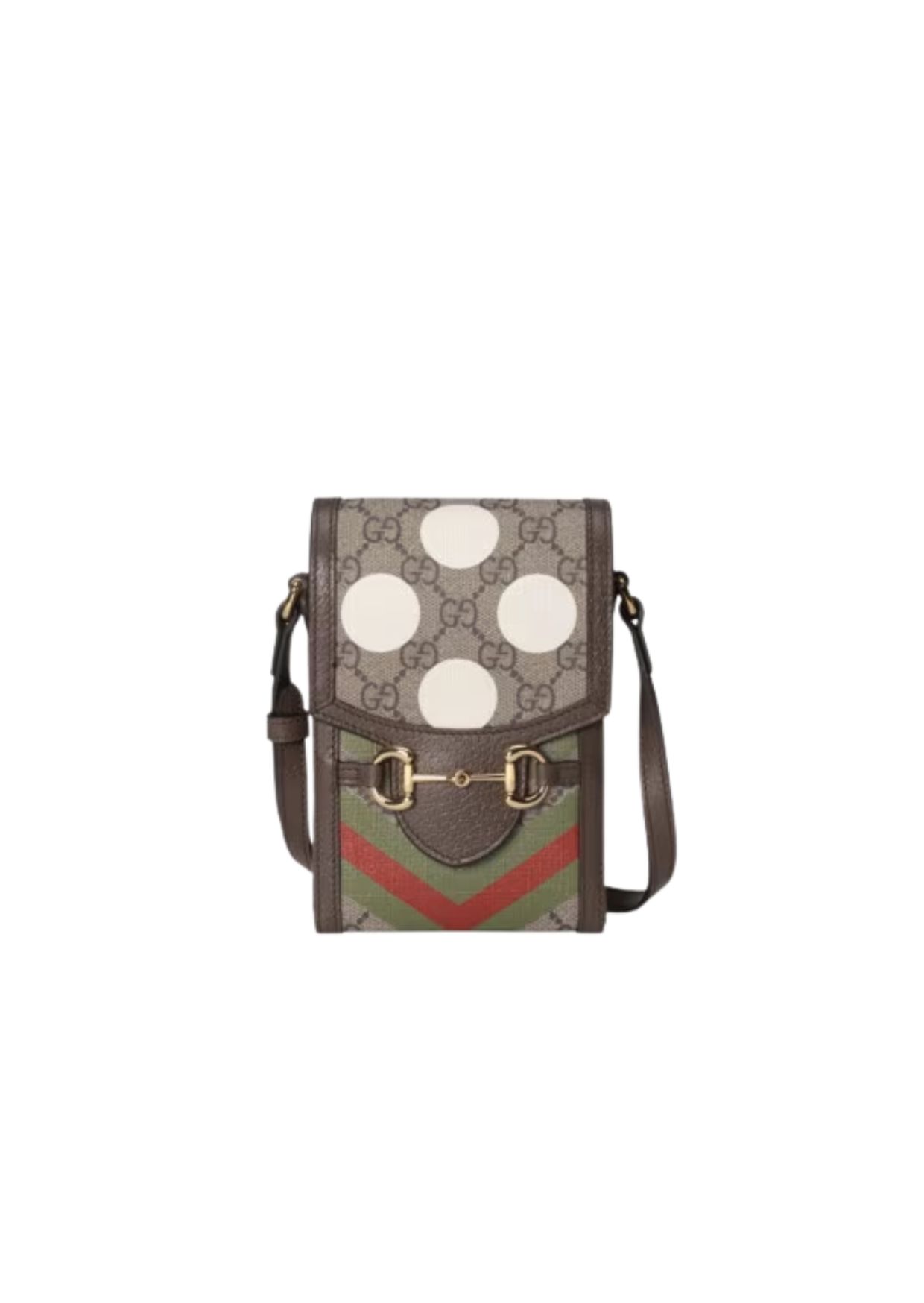 Gucci Horsebit 1955 Mini Bag Beige And Ebony GG Supreme Canvas With Geometric Print For Women  6.7in/17cm GG  ‎625615 UQHFG 8679