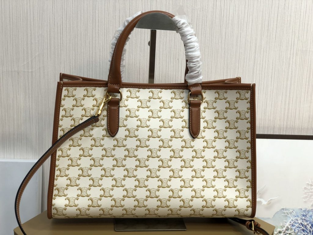 Celine Mini Horizontal Cabas In Triomphe Canvas White For Women 14in/35cm 199742BZJ.01BC