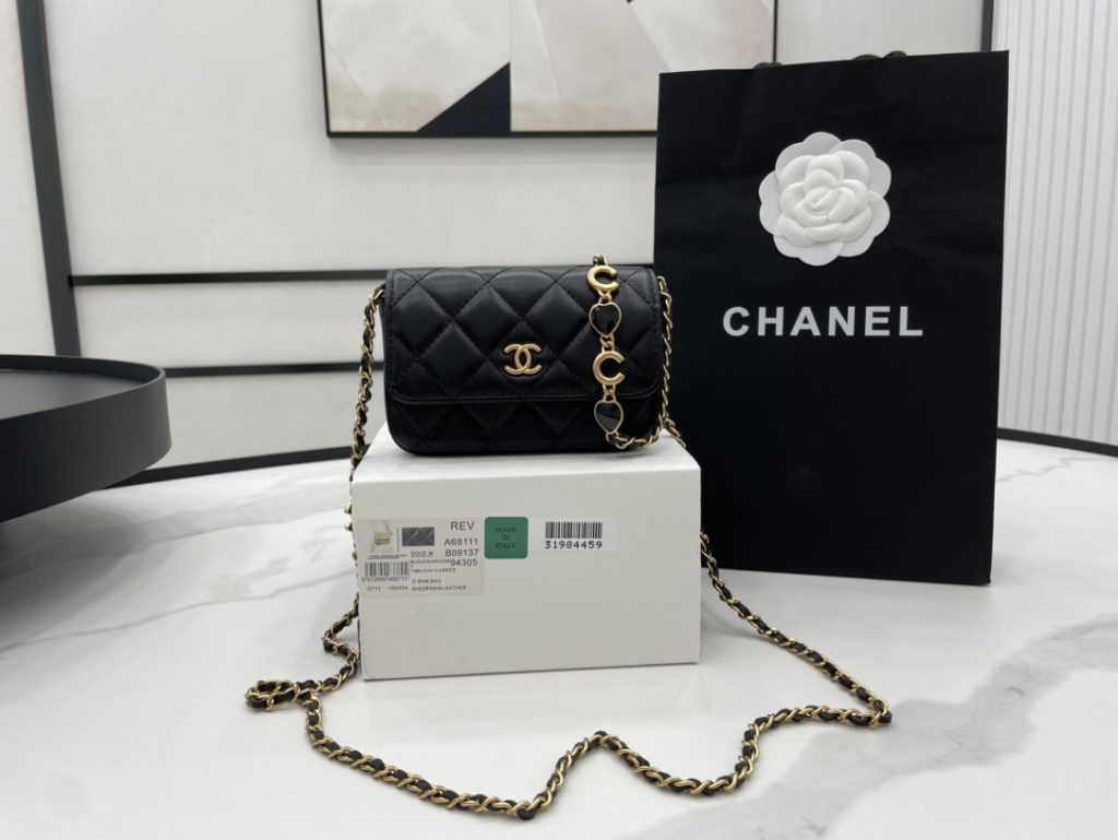 Chanel Mini Flap Bag Black For Women, Women’s Bags 12.5cm