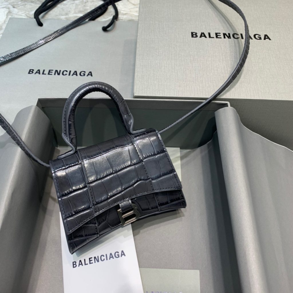 Balenciaga Hourglass Mini Handbag In Sliver, For Women, Women’s Bags 4.7in/12cm