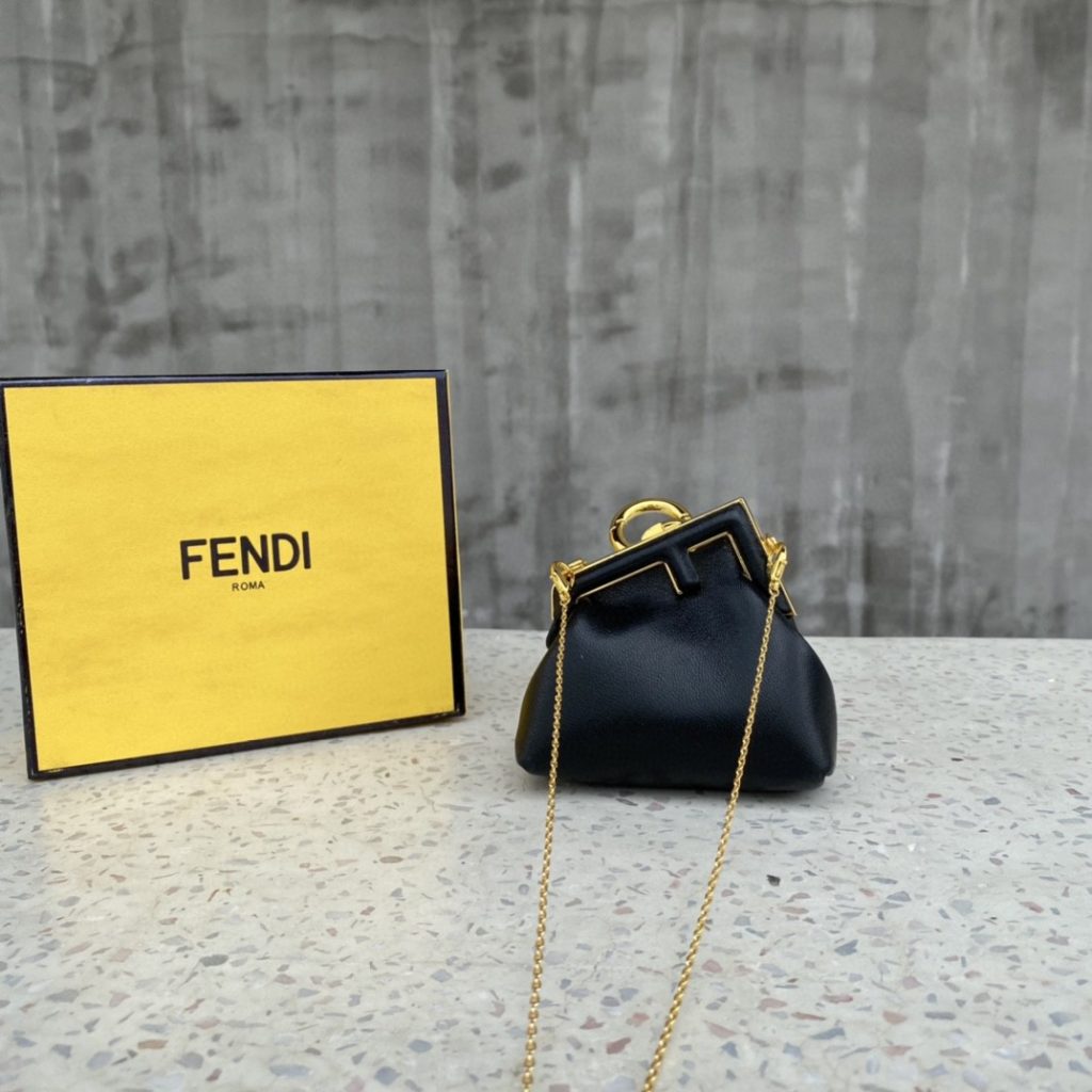 Fendi Nano First Charm Black Bag For Woman 10cm/4in