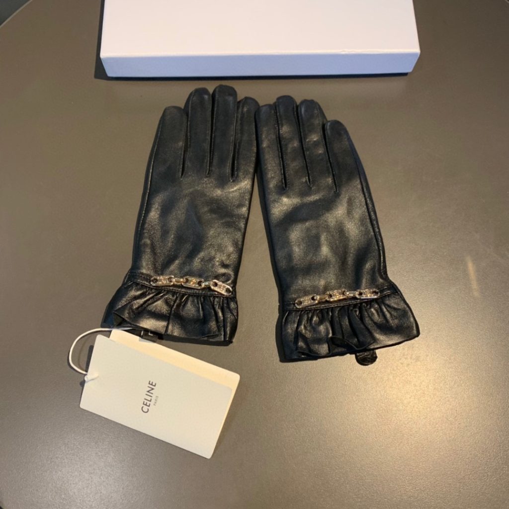 Celine Triomphe Gloves In Black