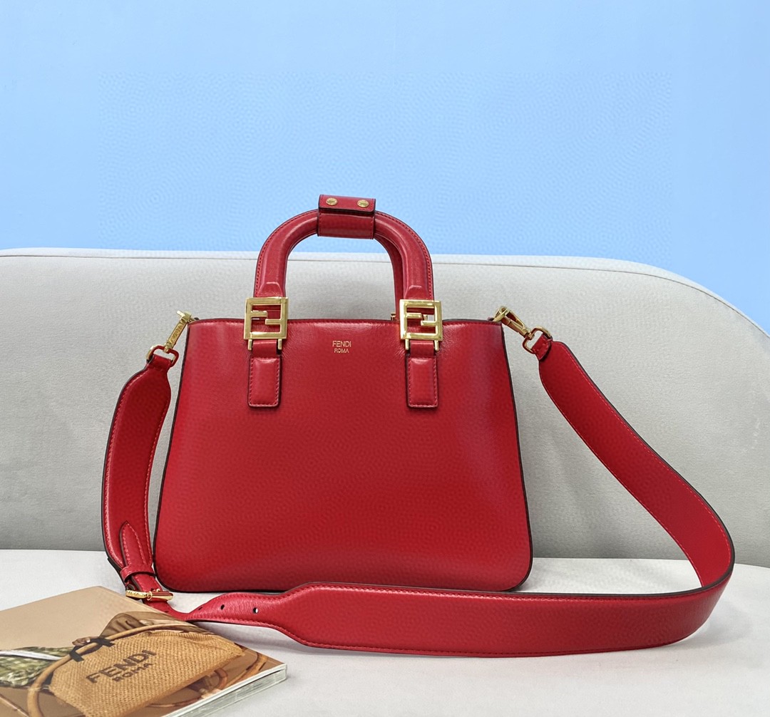 Fendi Small FF Tote Shoulder Red Bag For Woman 30cm/12in