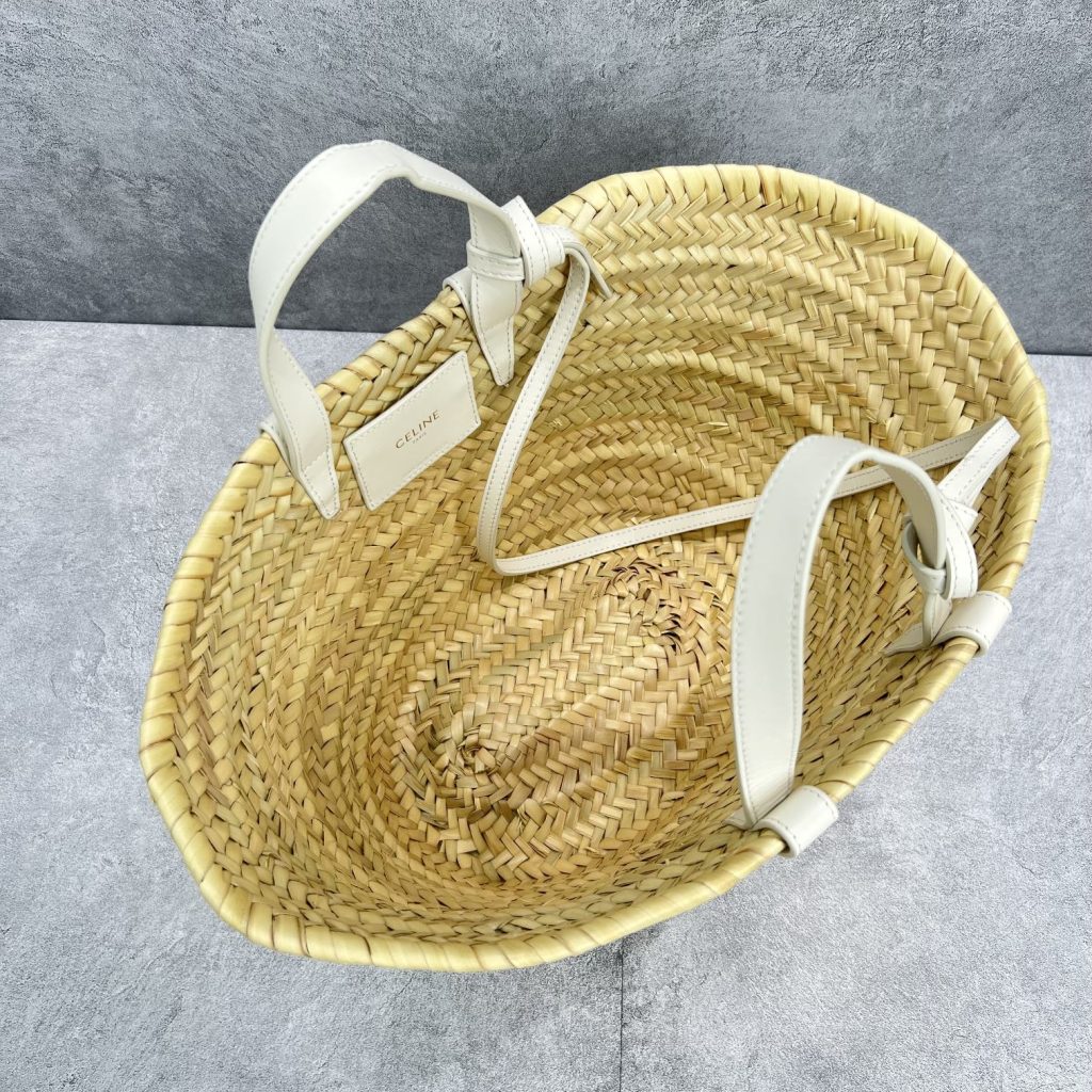 Celine Teen Triomphe Celine Classic Panier In Palm Leaves And Lizard White For Women 8in/20cm