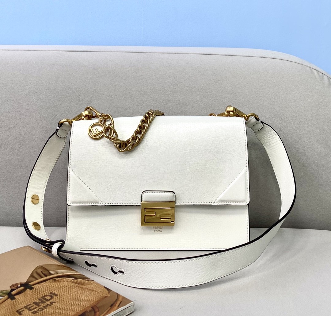 Fendi Kan U Small White Bag For Woman 25cm/9.5in